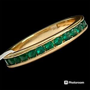 Green Cubic Zirconia Eternity Ring Size 7 8 9 Gold Plated Stackable Faux Emerald